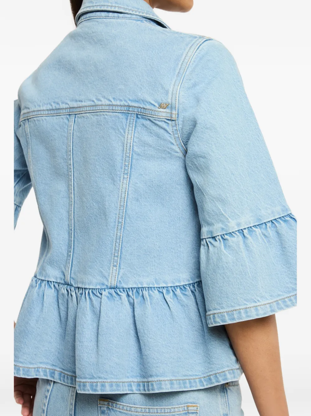 Cinq A Sept Mandie denim jack met ruches Blauw