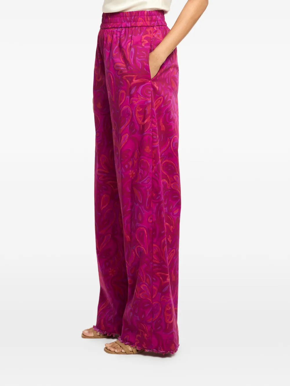 Cinq A Sept Ibbie broek met paisley-print en franje afwerking Roze