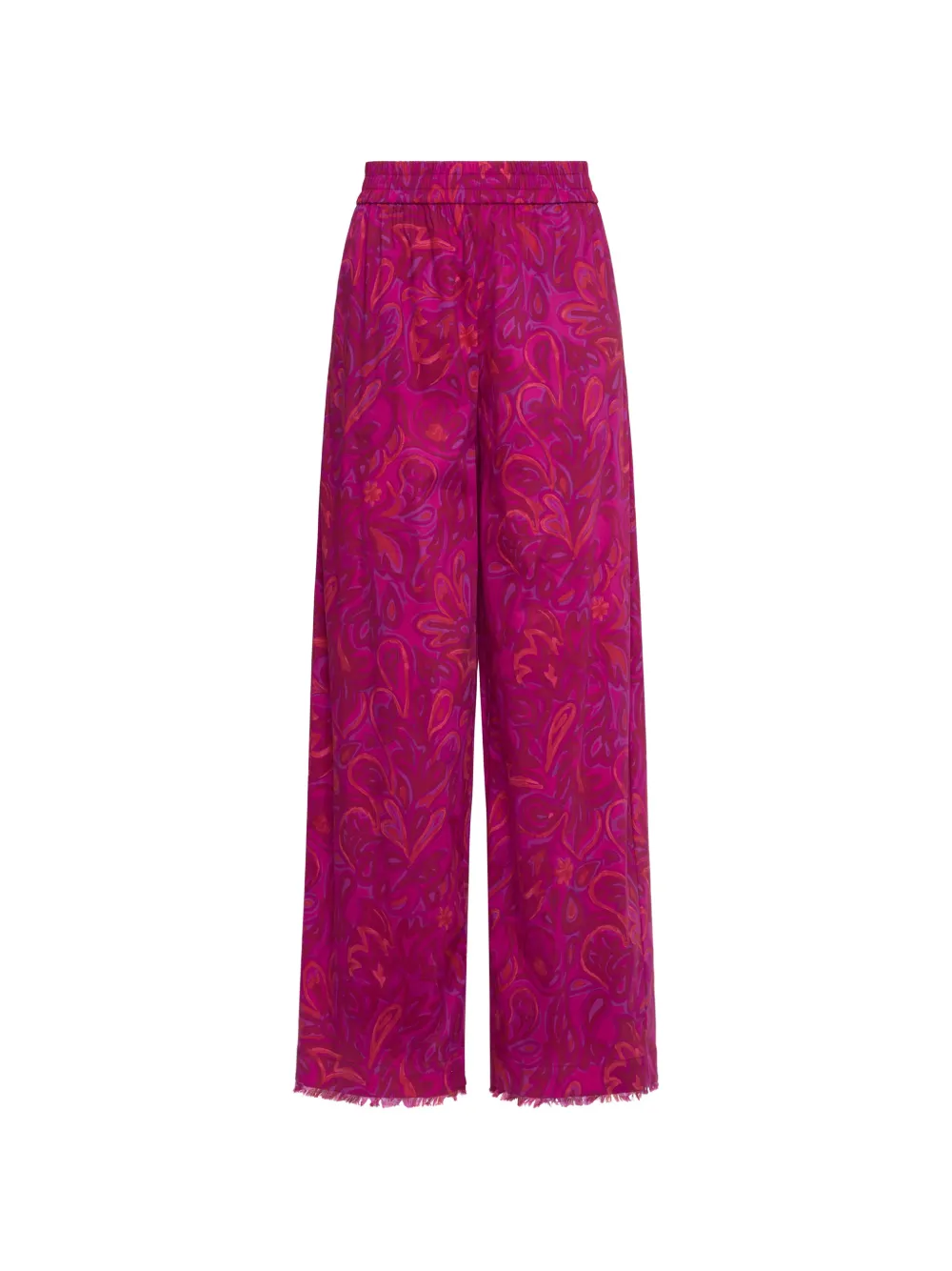 Cinq A Sept Ibbie paisley-bloom frayed-hem trousers - Rosa