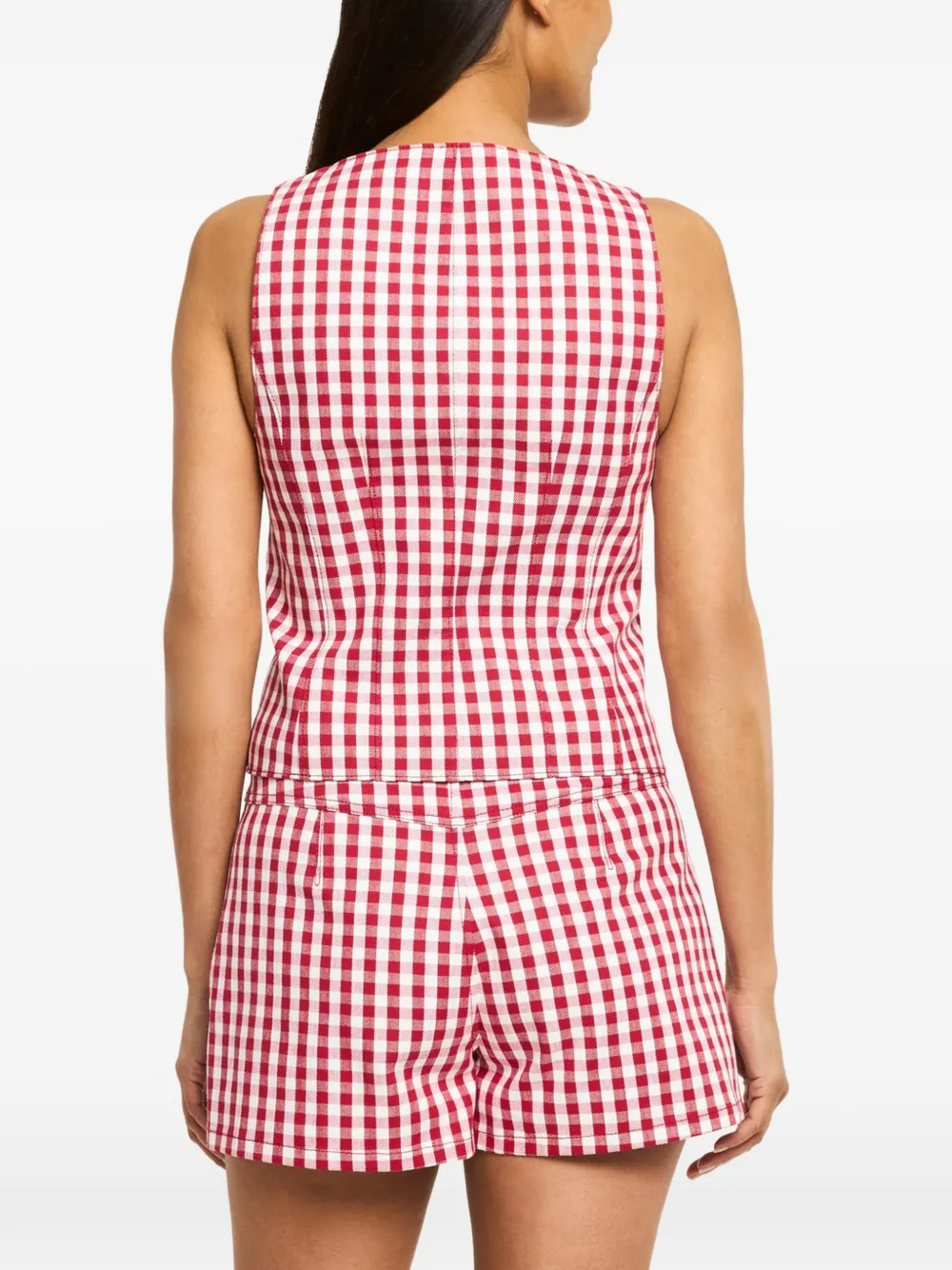 Cinq A Sept Lovina top met gingham ruit Rood