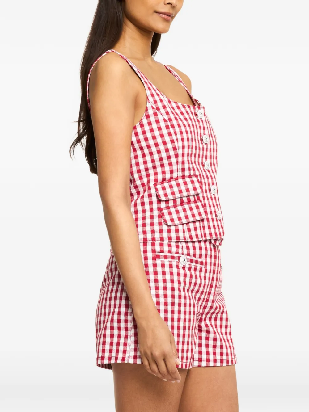 Cinq A Sept Lovina top met gingham ruit Rood