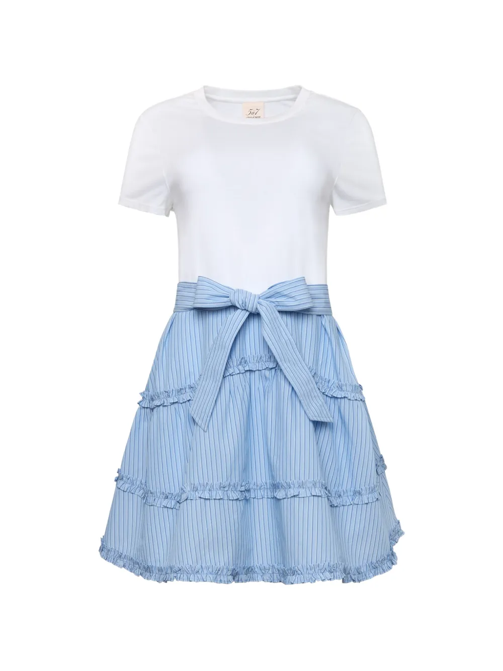 Cinq A Sept Kasen Jessie-stripe ruffled dress - Bianco