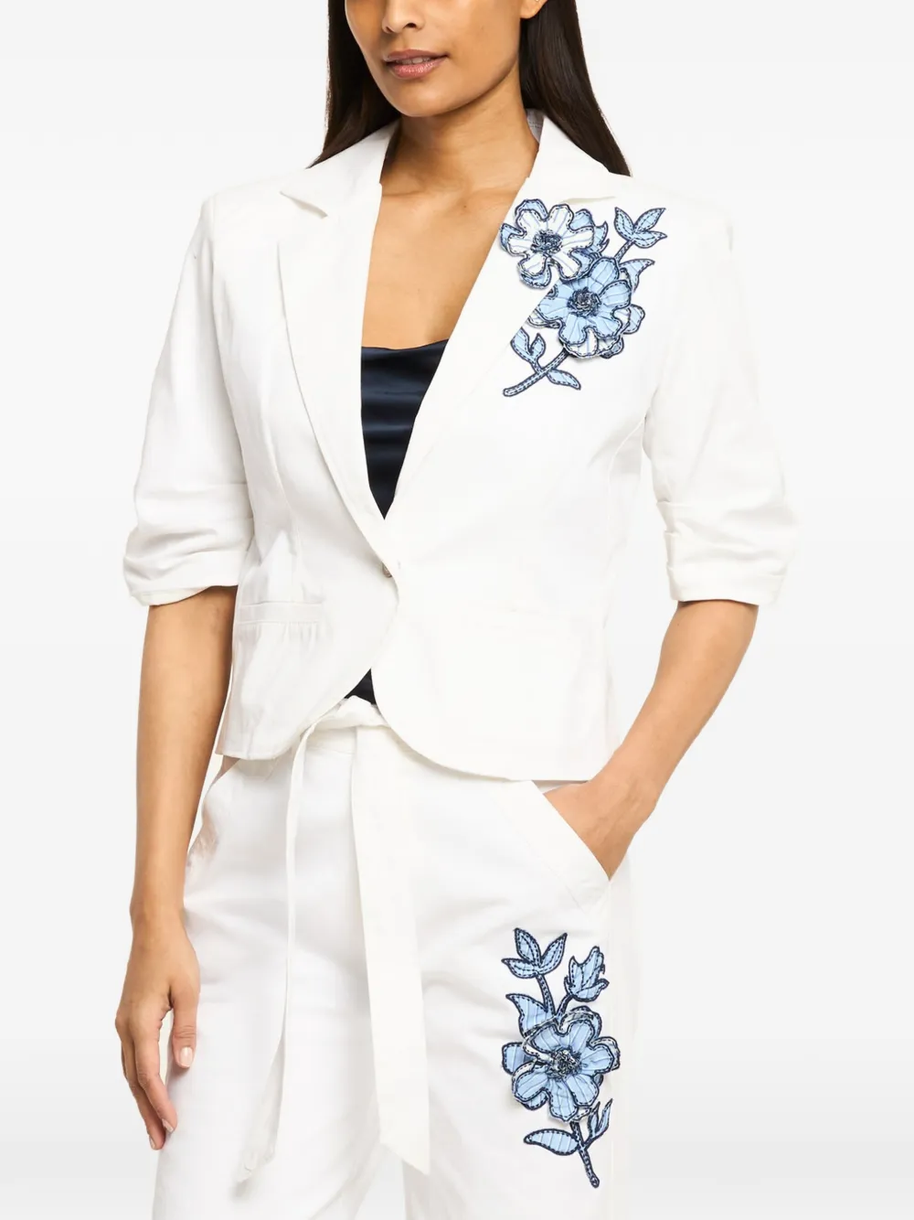 Cinq A Sept Petit Khloe blazer met bloemenpatch Wit