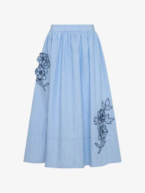 Cinq A Sept Matilda floral-embroidered striped skirt