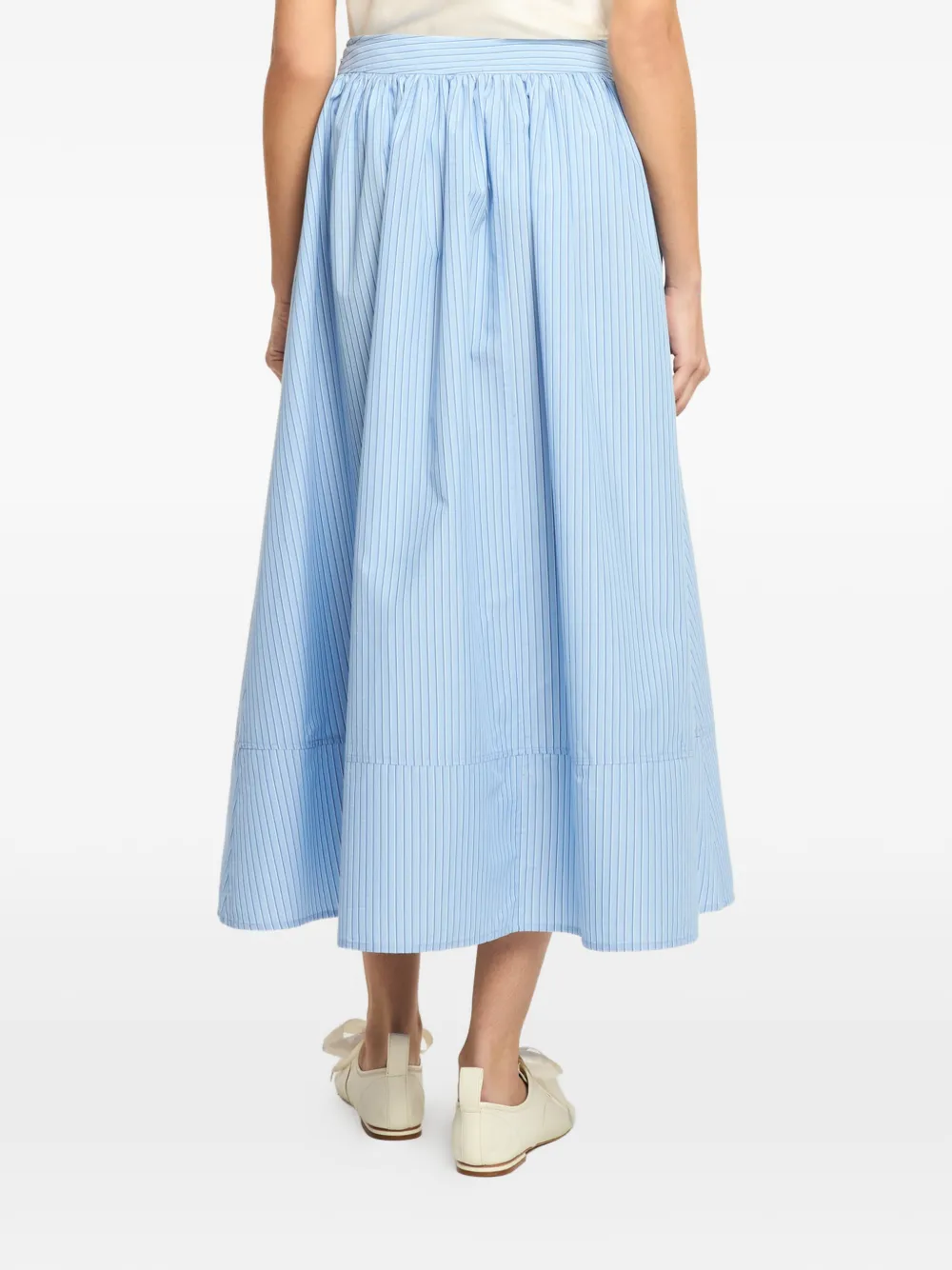 Cinq A Sept Matilda gestreepte rok met geborduurde bloemen Blauw