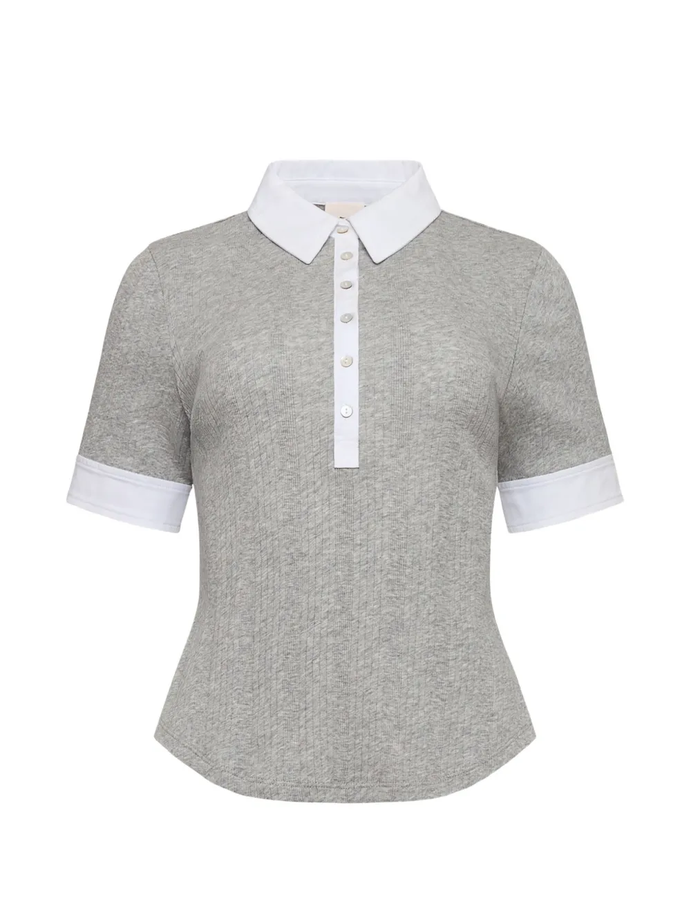 Cinq A Sept Jaden ribbed-knit polo top - Grigio