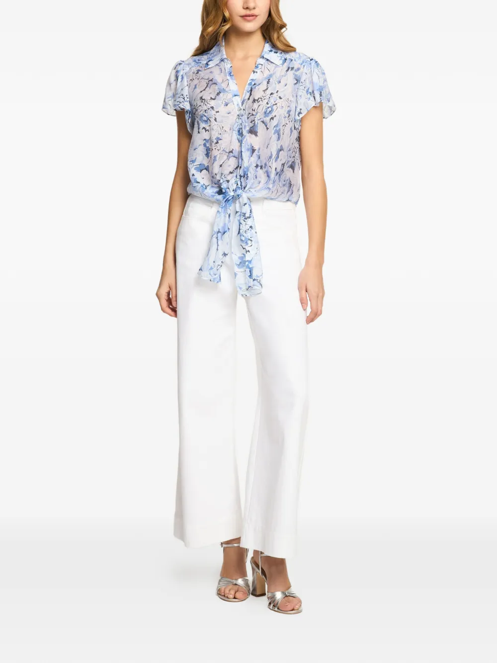 Cinq A Sept Marianna Heirloom blouse met fladdermouwen Blauw