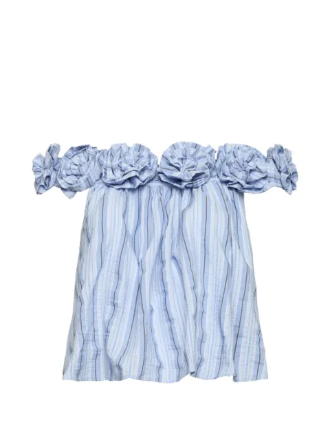 Cinq A Sept Kelsey floral-appliqué striped blouse