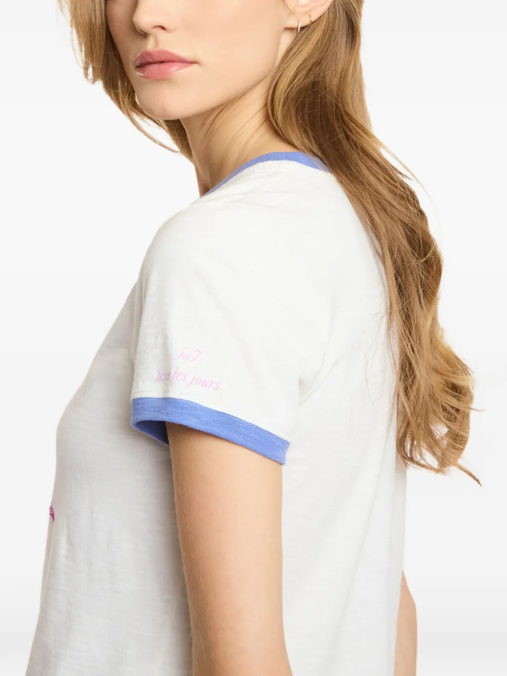 Cinq A Sept Smiling-Sun T-shirt verfraaid met stras Wit