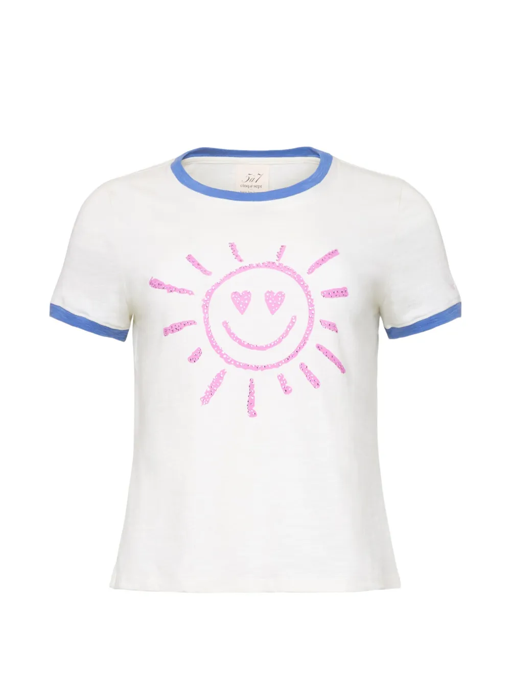 Cinq A Sept smiling-sun rhinestone-embellished T-shirt - Bianco