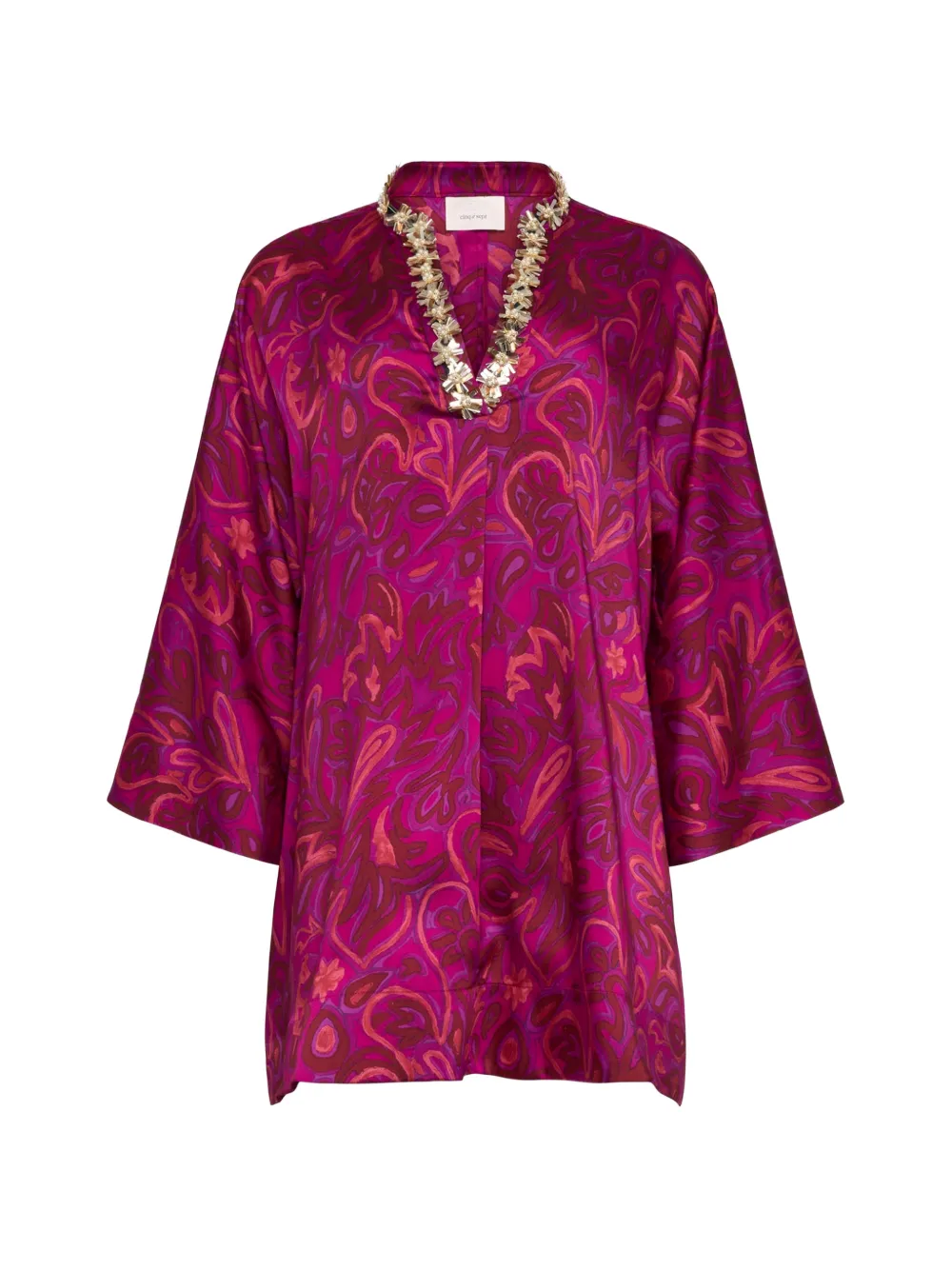 Cinq A Sept Arcia Paisley Bloom kaftan - Viola