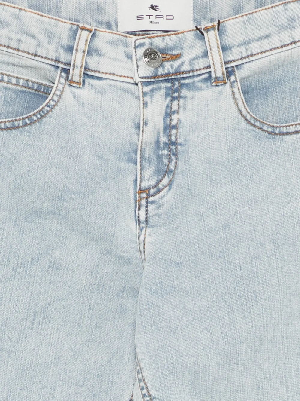 ETRO KIDS Jeans met geborduurd logo en acid wassing Blauw