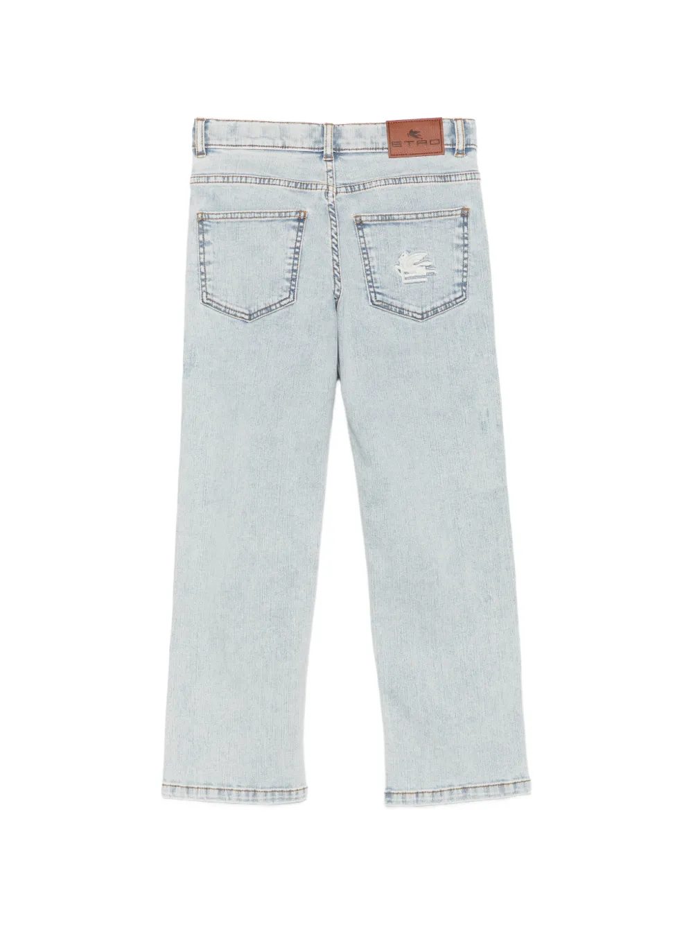 ETRO KIDS Jeans met geborduurd logo en acid wassing Blauw
