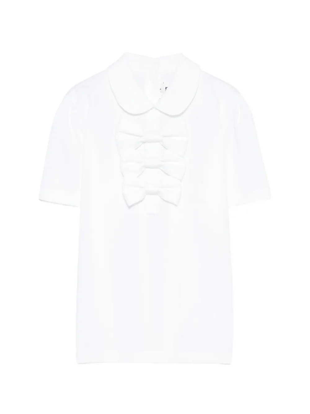 Noir Kei Ninomiya bow-embellished Peter Pan-collar T-shirt - Bianco
