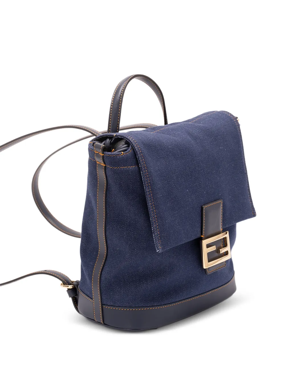 FENDI Denim rugzak met FF-plakkaat Blauw
