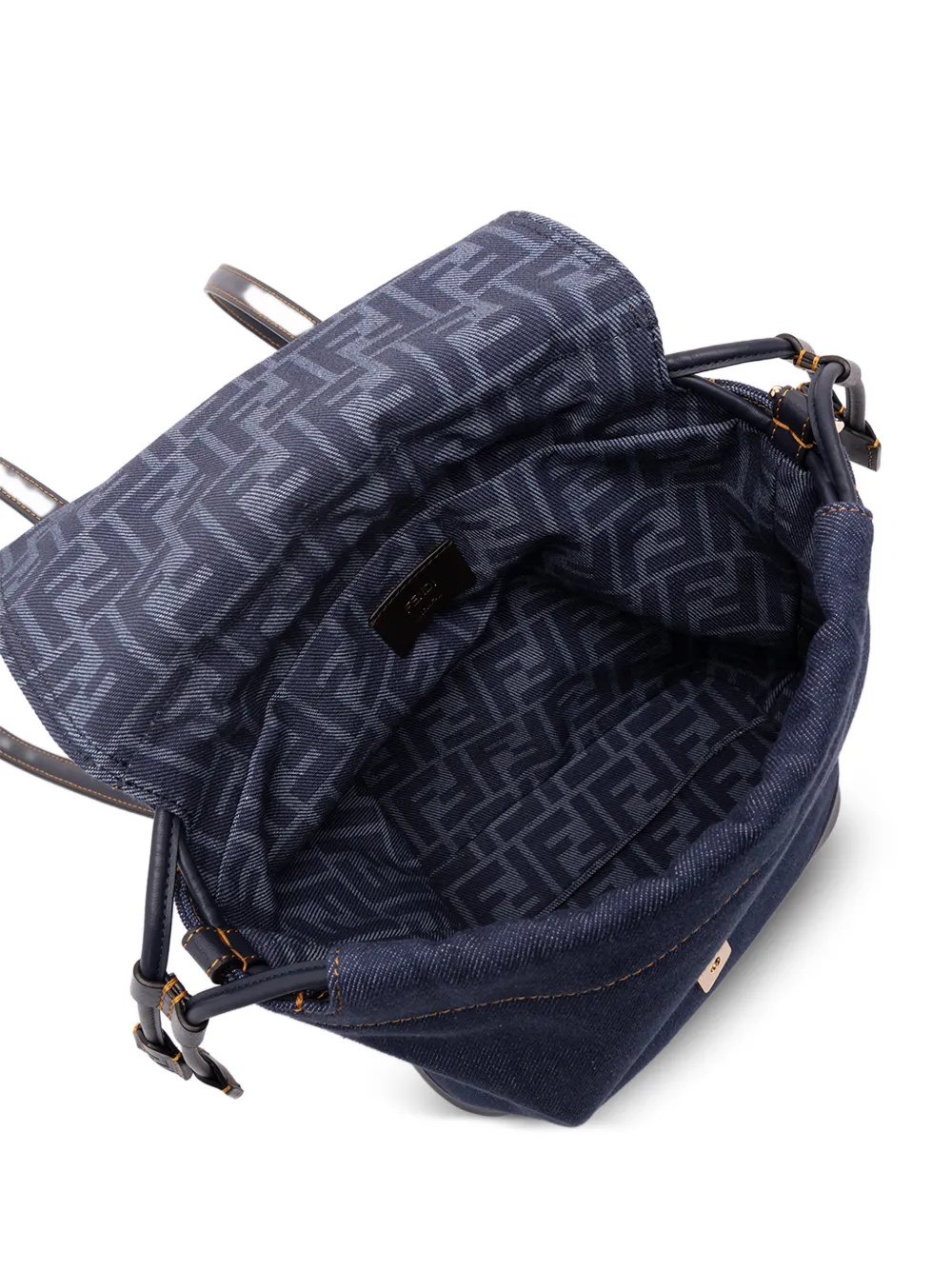 FENDI Denim rugzak met FF-plakkaat Blauw
