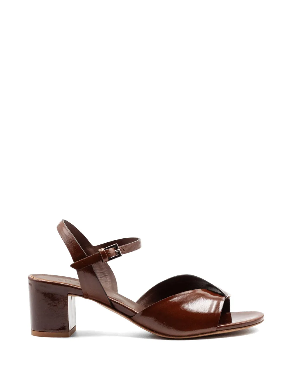 Del Carlo Betty crossover-strap block-heel sandals - Marrone