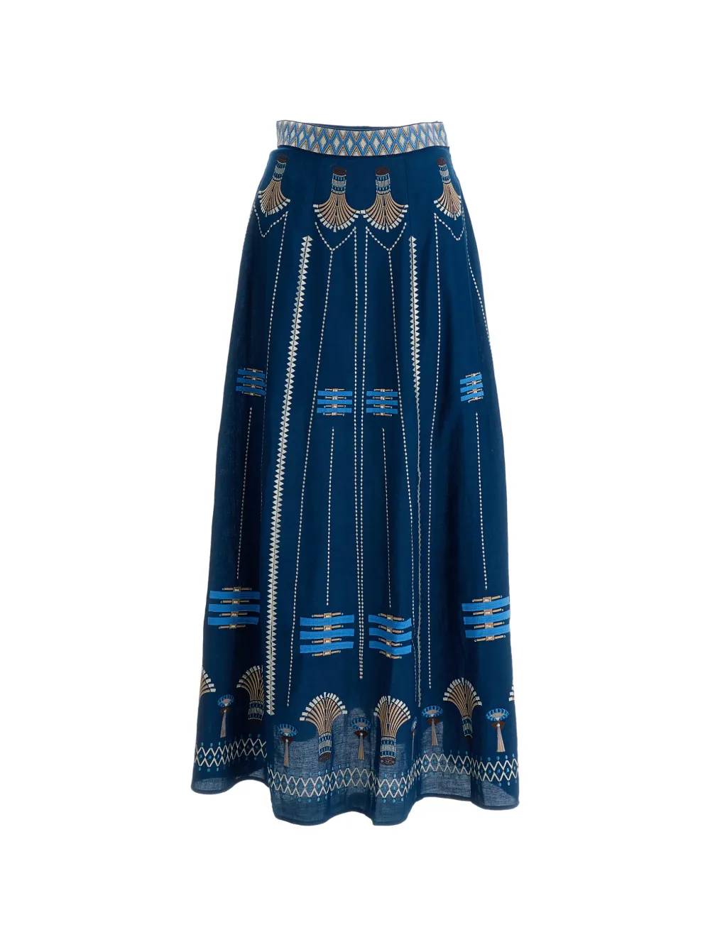 Emporio Sirenuse Camille ballerina embroidery A-line maxi skirt - Blu