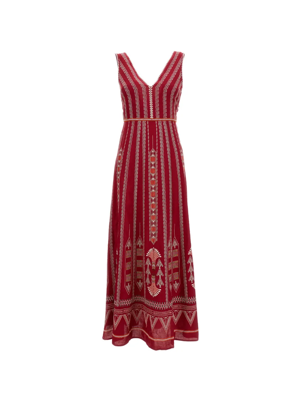 Emporio Sirenuse Nellie geometric-print V-neck maxi dress - Rosso