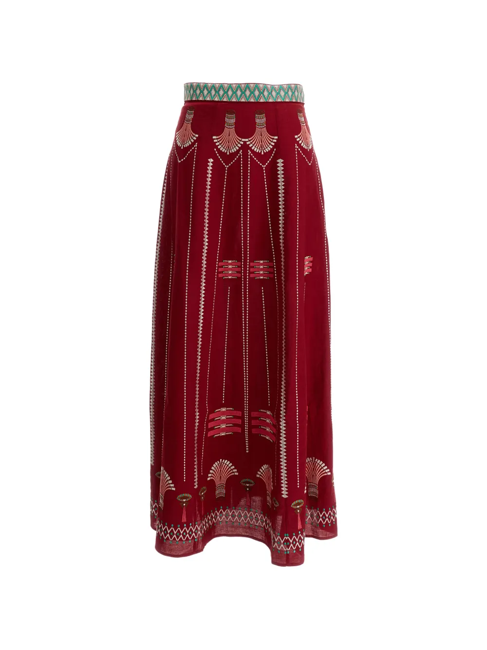 Emporio Sirenuse Camille embroidered high-waisted maxi skirt - Rot
