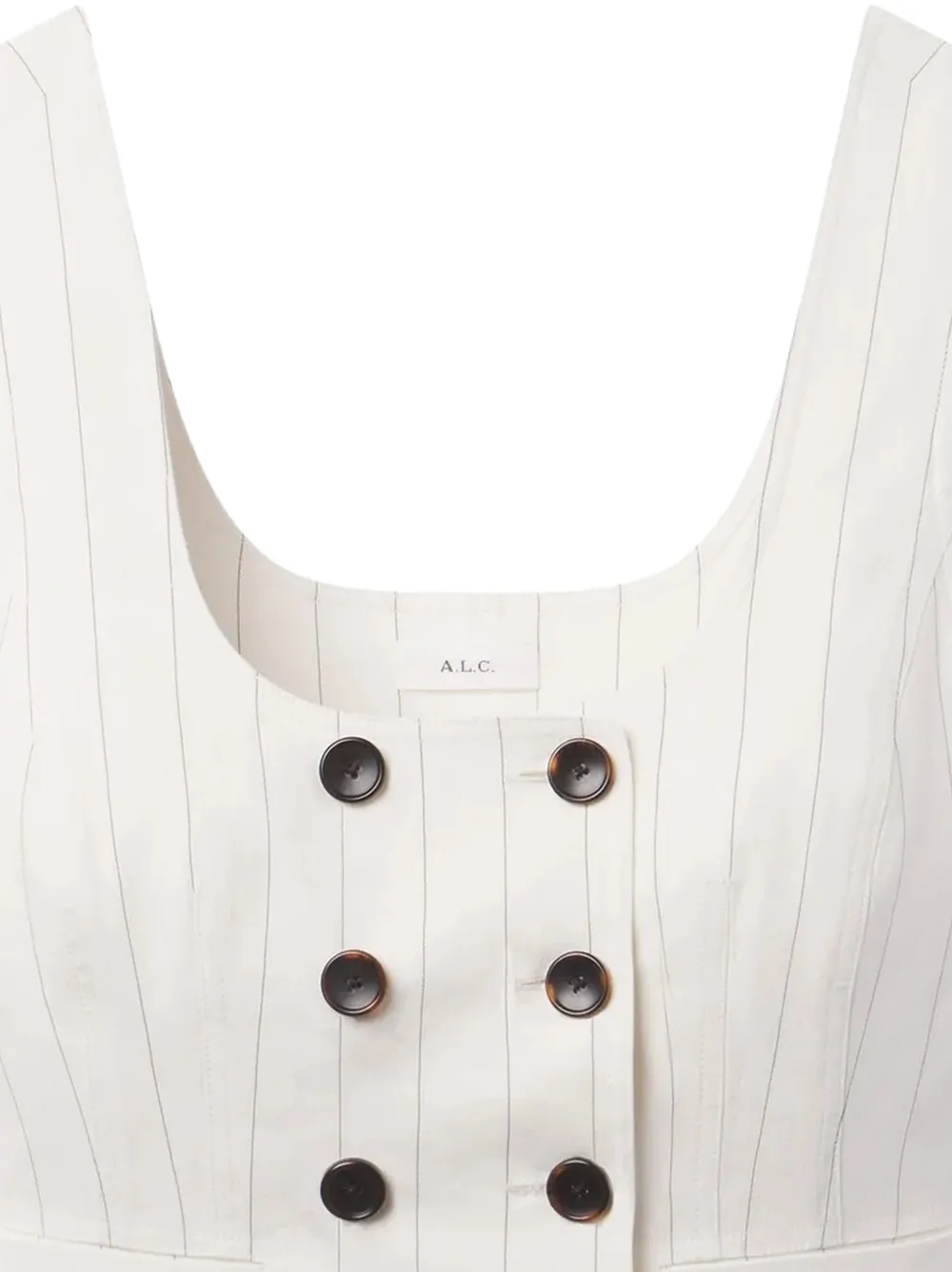 A.L.C. Darcy top met dubbele rij knopen en krijtstreep Wit