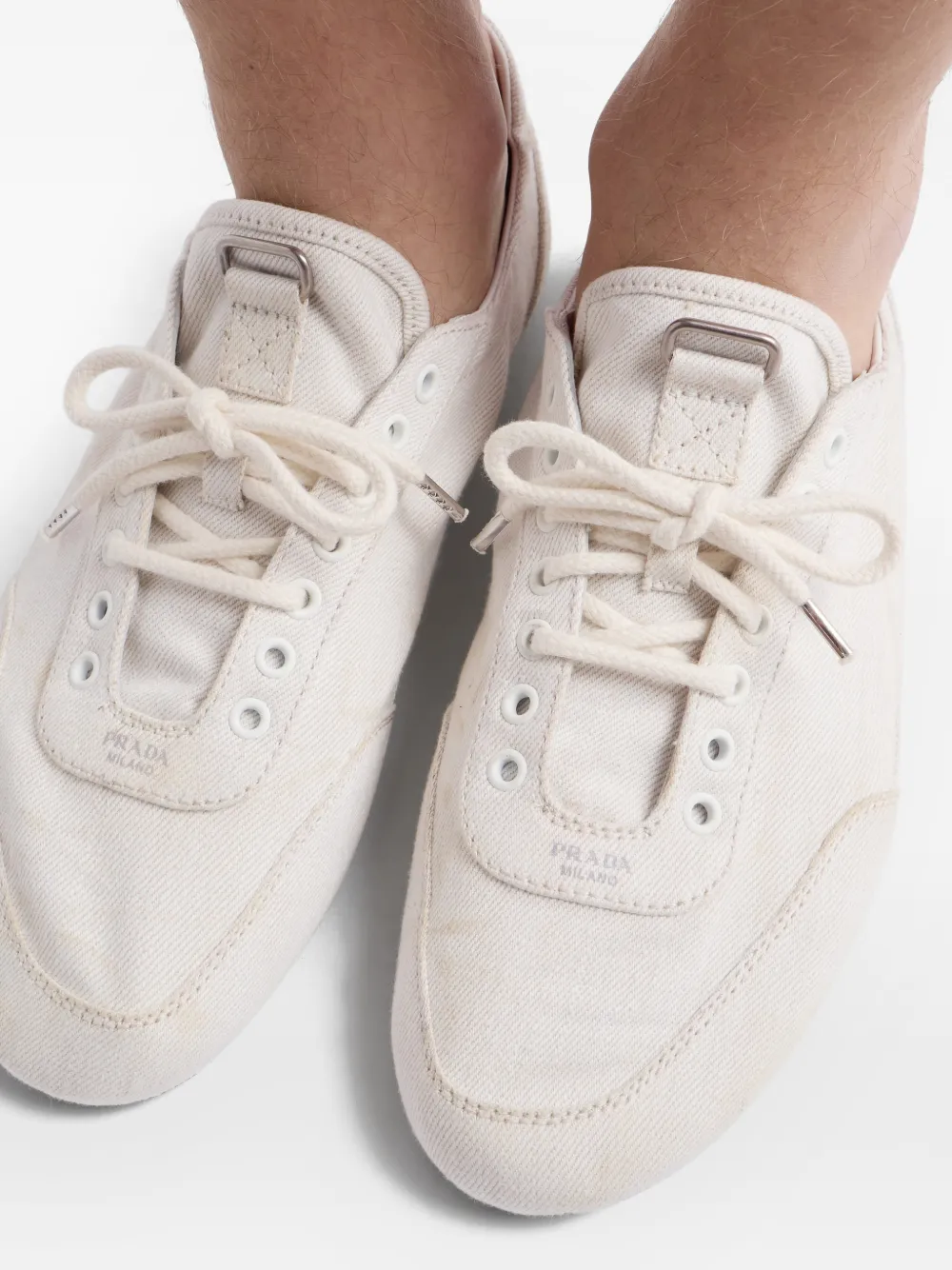 Prada Collapse denim sneakers Beige