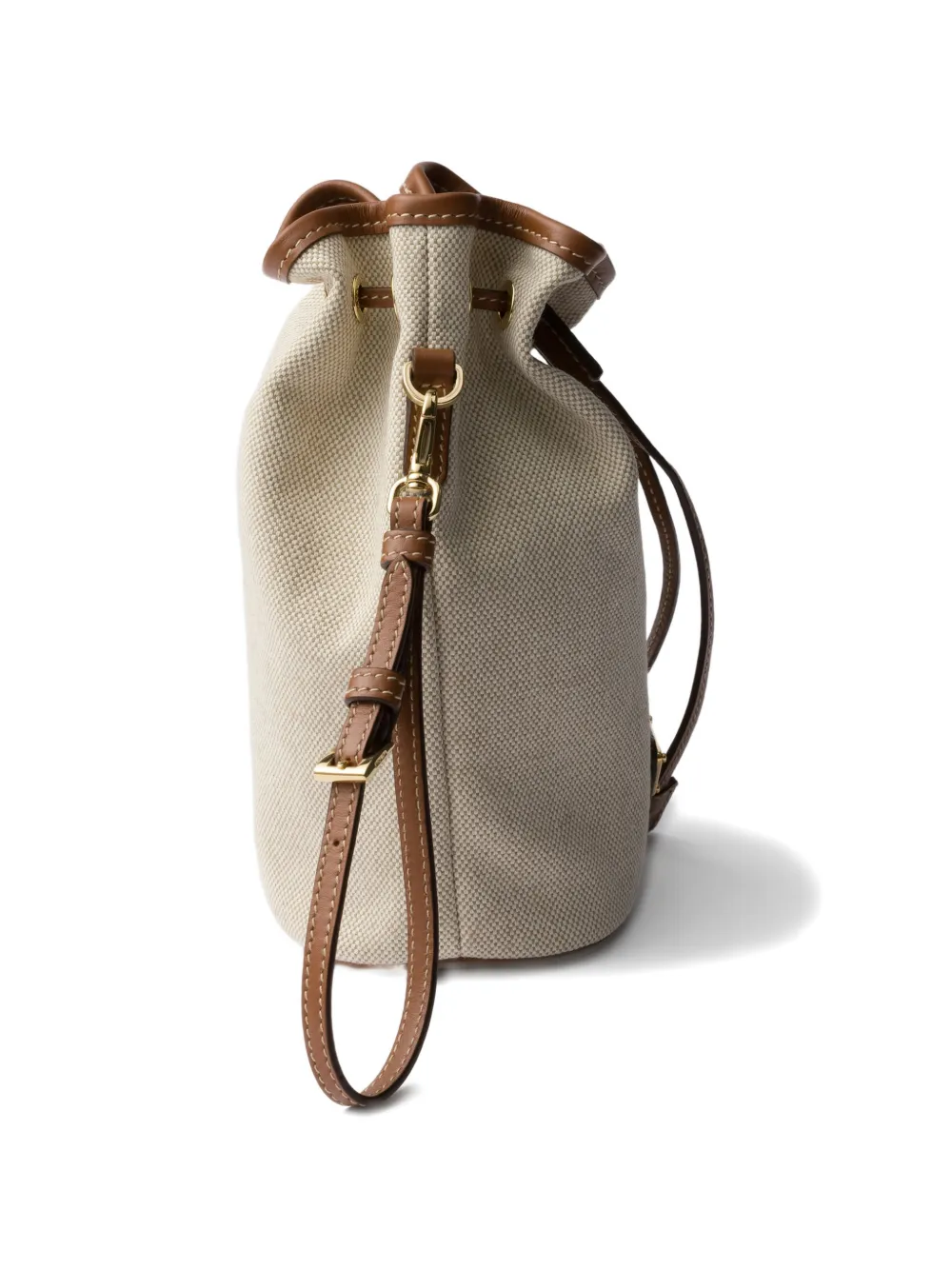 Prada Canvas en leren buidel Beige