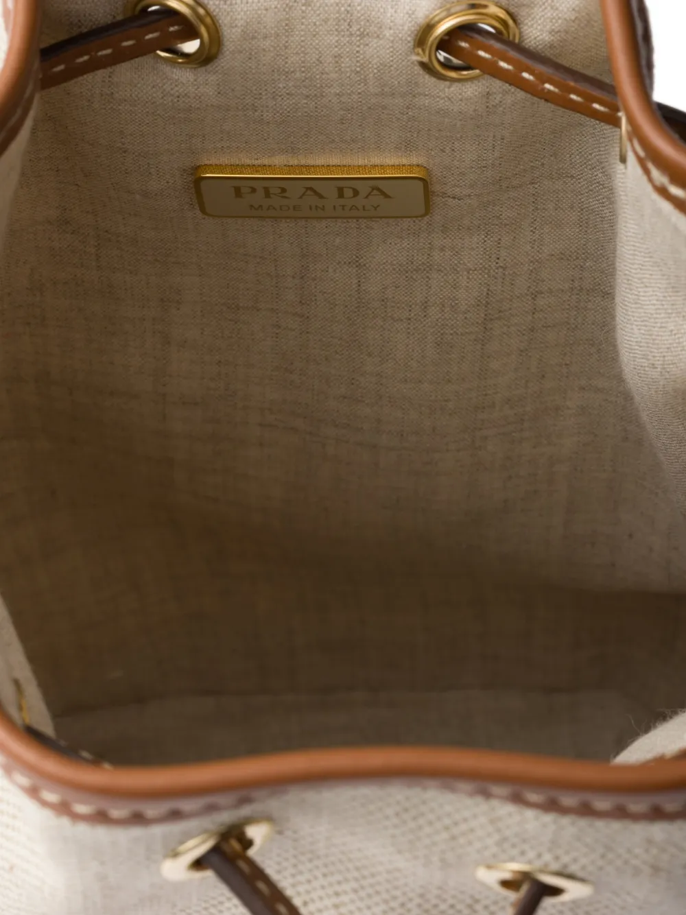 Prada Canvas en leren buidel Beige
