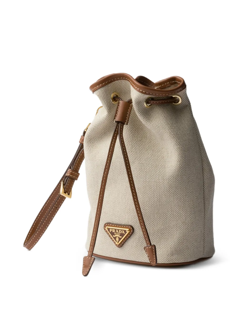 Prada Canvas en leren buidel Beige