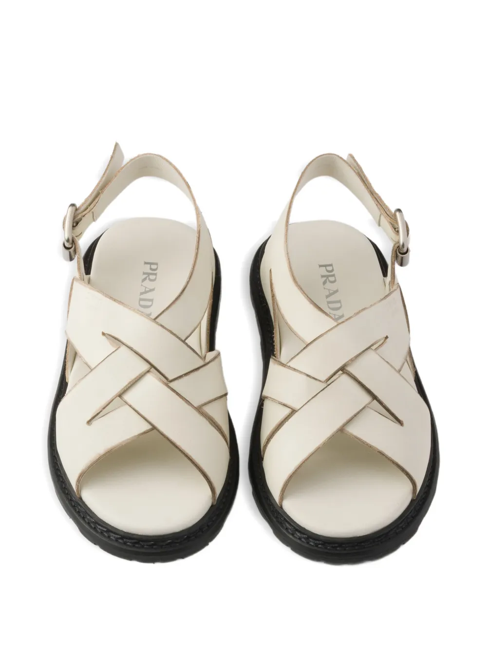 Prada antiqued leather sandals Beige