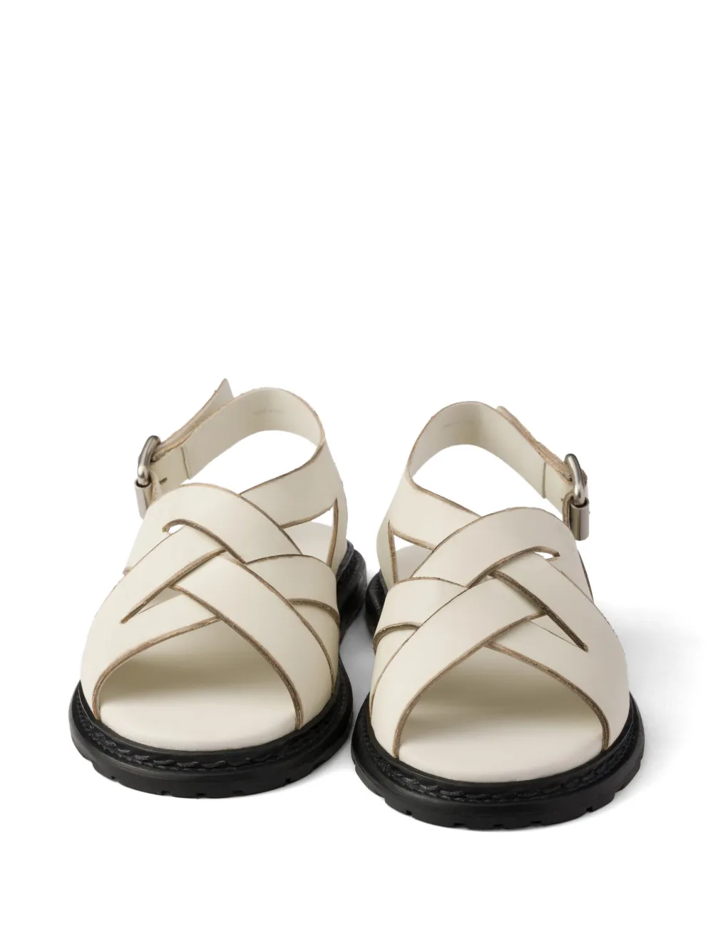 Prada antiqued leather sandals Beige