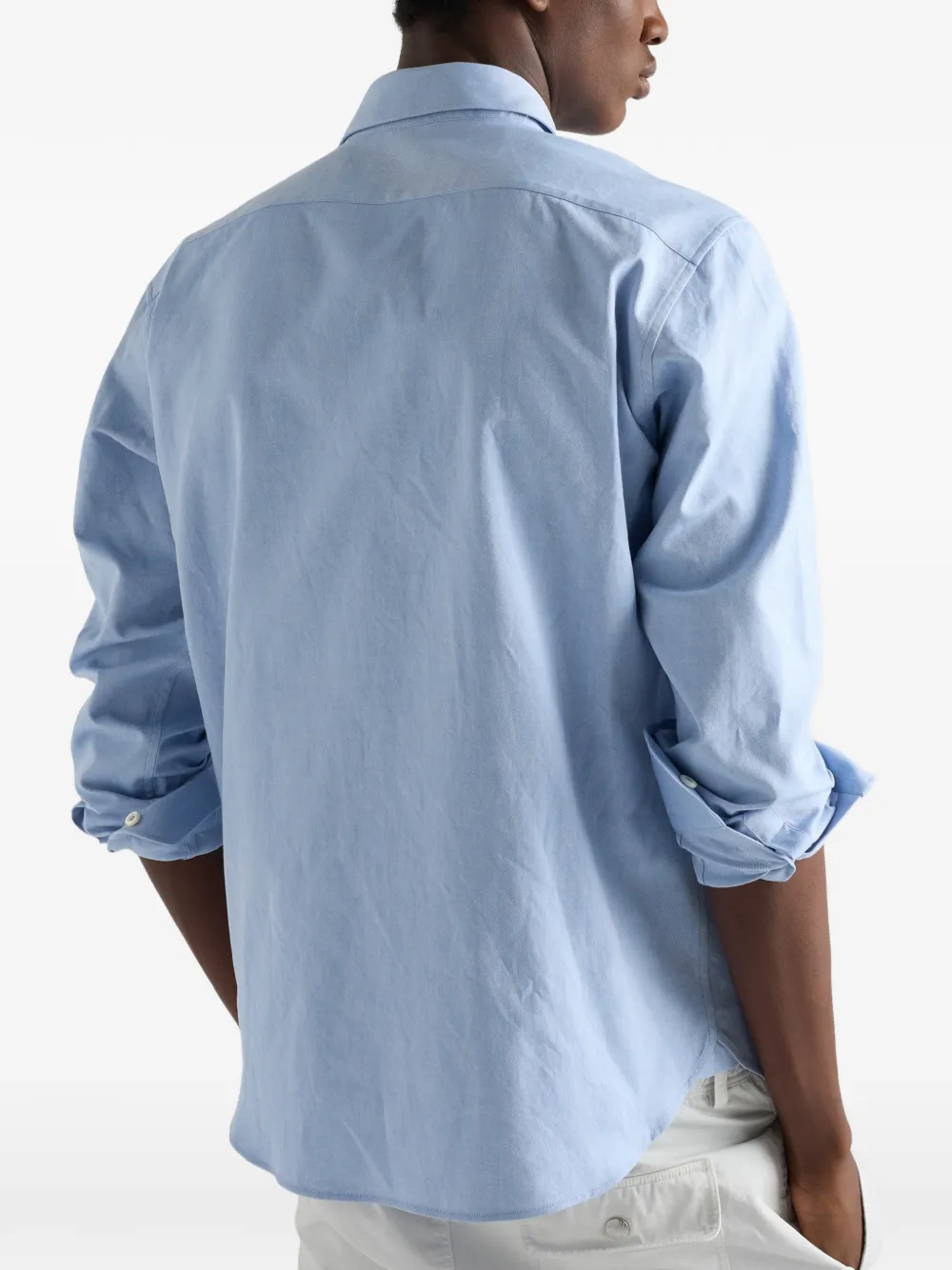 Prada overhemd met geborduurd logo en puntige kraag Blauw