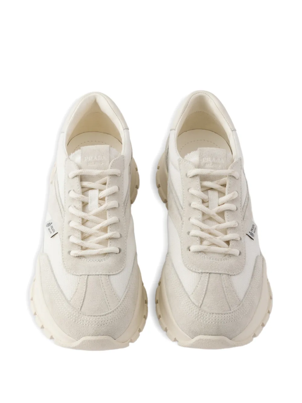 Prada Mesh en suède sneakers Beige