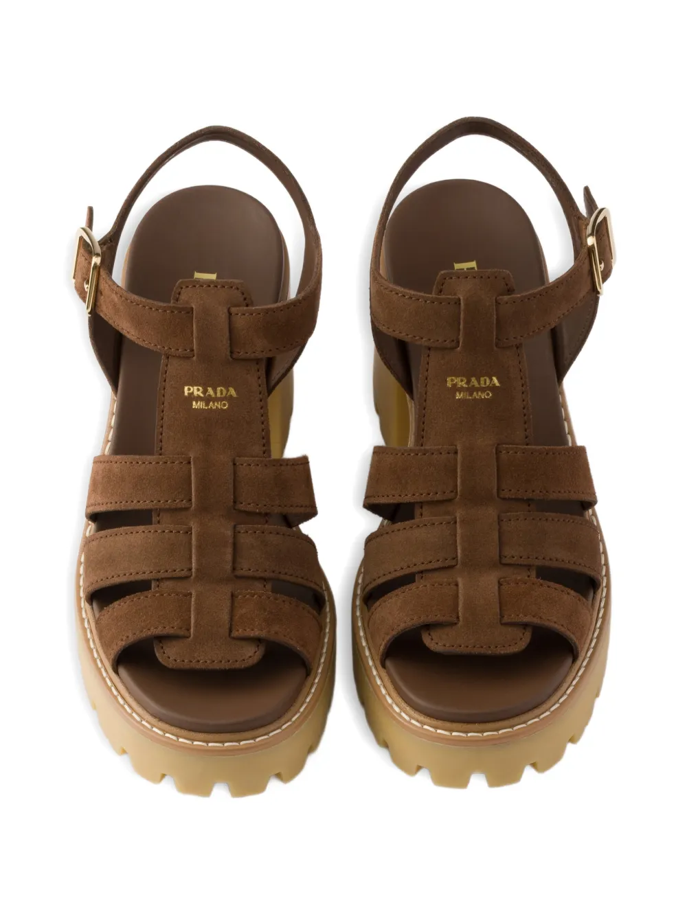 Prada high-heeled suede platform sandals Bruin