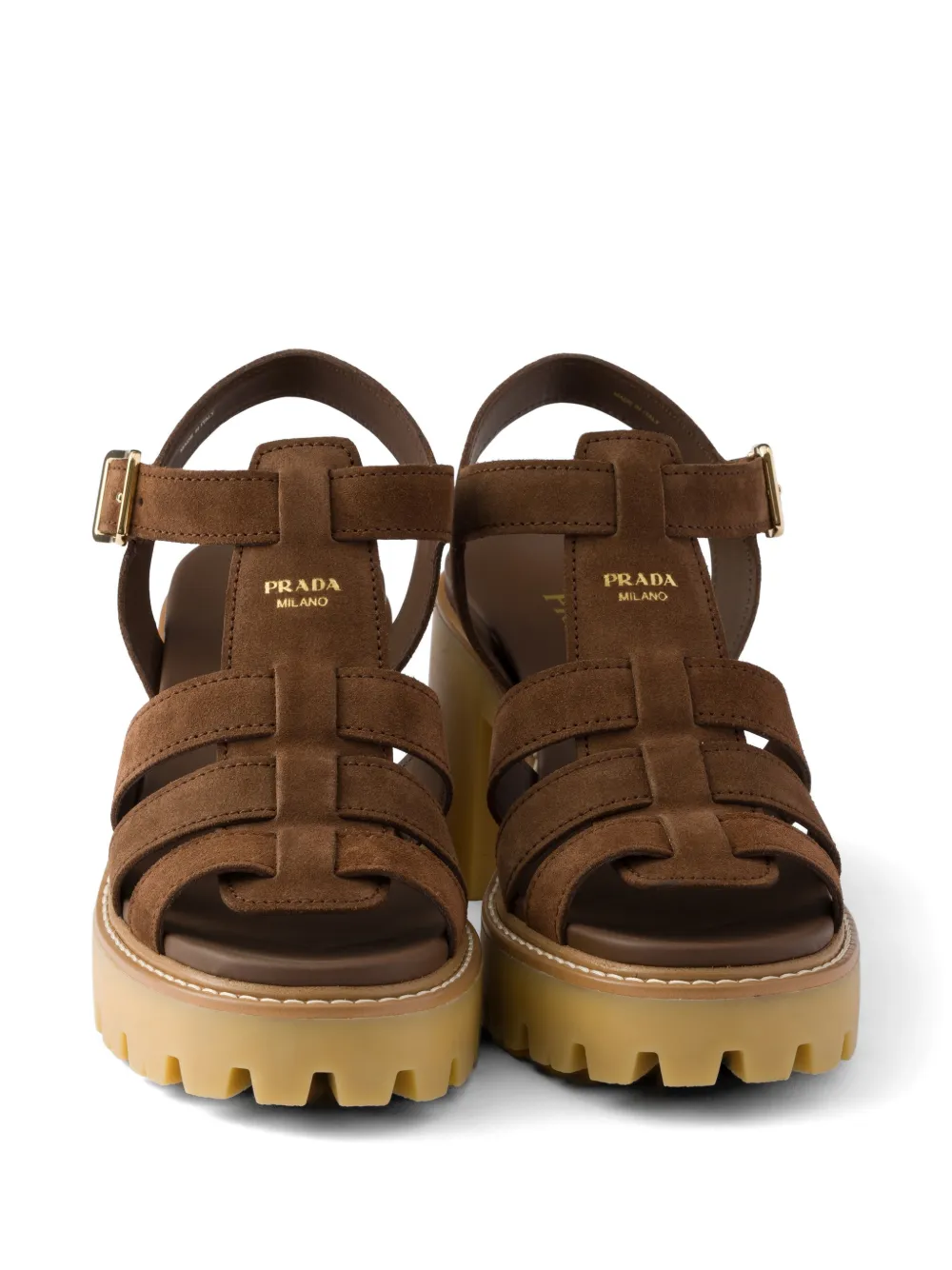 Prada high-heeled suede platform sandals Bruin