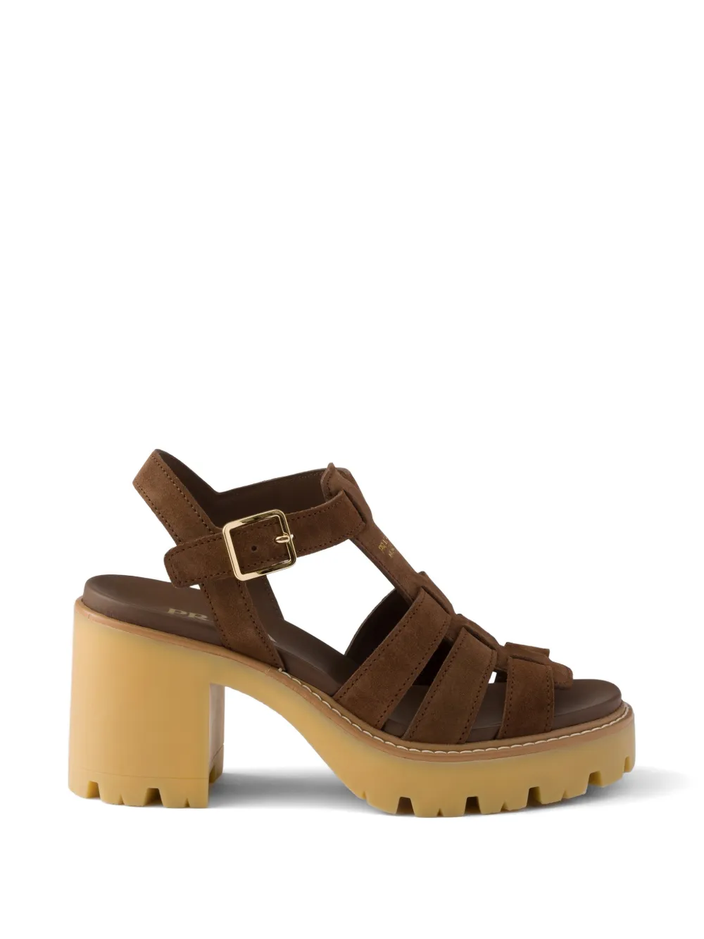 Prada high-heeled suede platform sandals Bruin