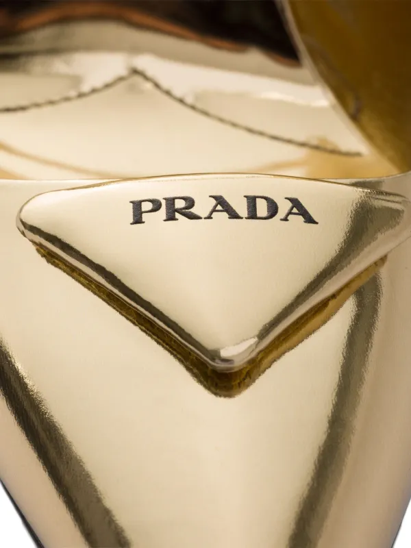 Prada Metallic Leather Slingback Pumps | Gold | FARFETCH GE