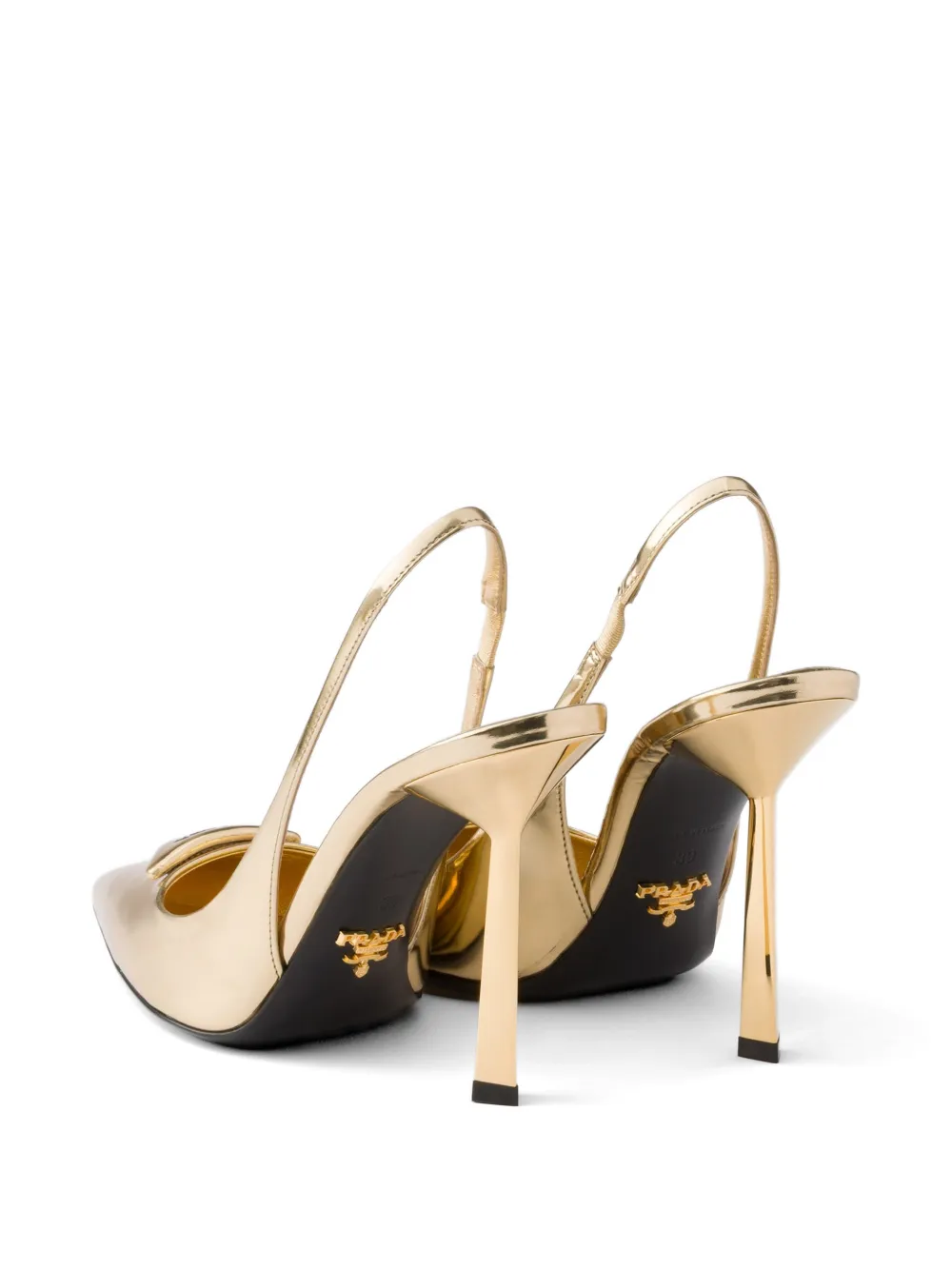 Prada Metallic leren slingback pumps Goud