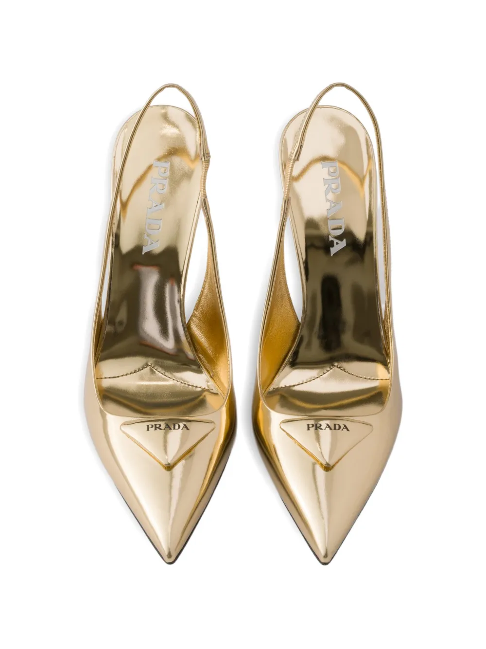 Prada Metallic leren slingback pumps Goud