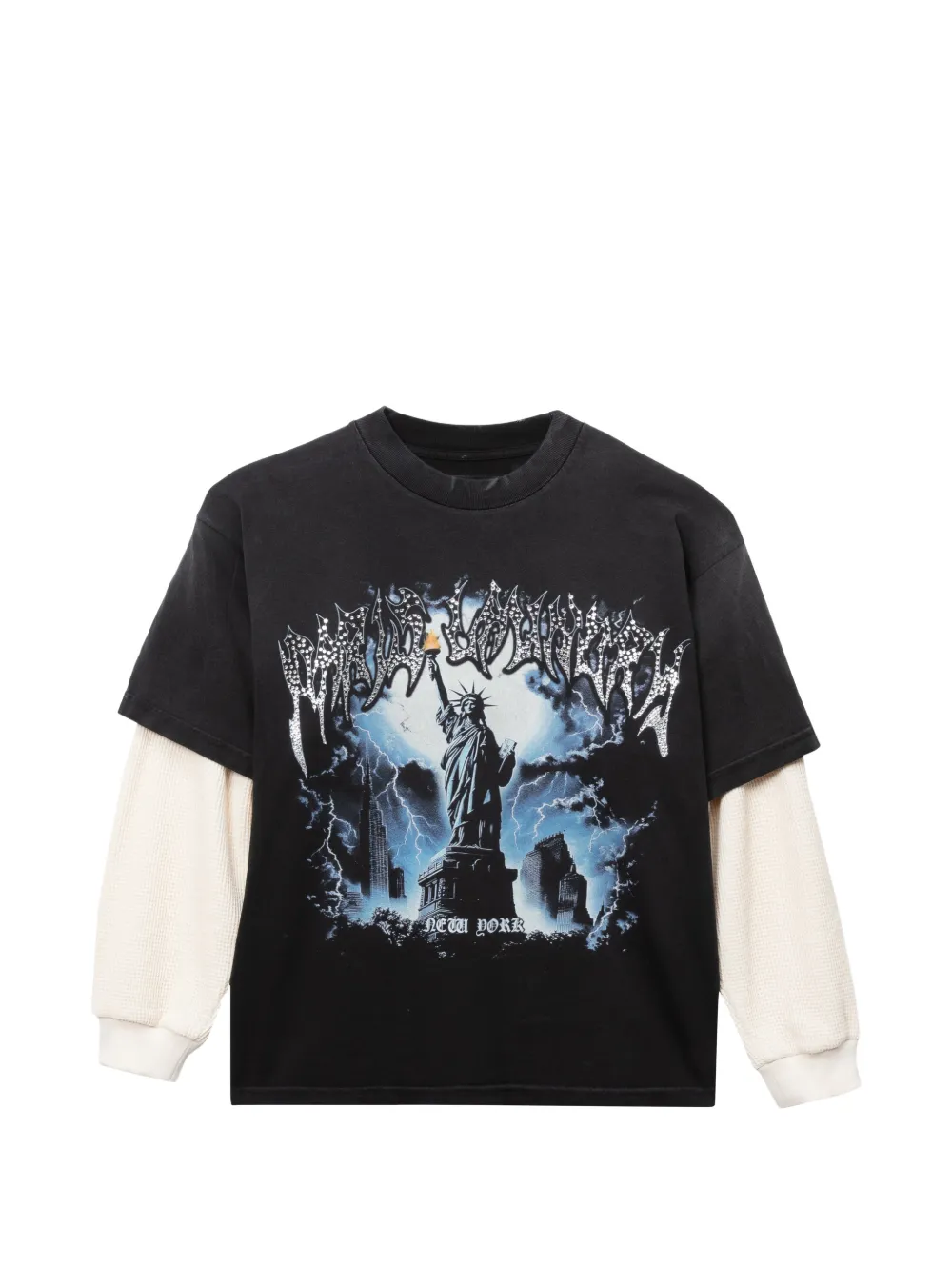Paris Laundry graphic-print layered T-shirt - Schwarz