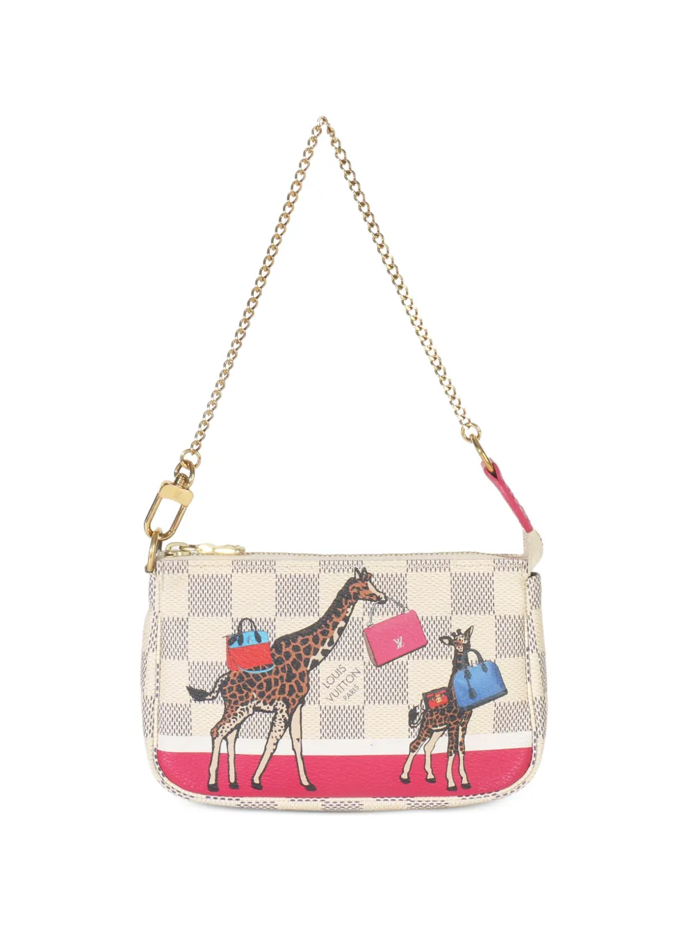 Louis Vuitton Pre-Owned mini Damier Azur giraffe-print chain-strap pochette - Toni neutri