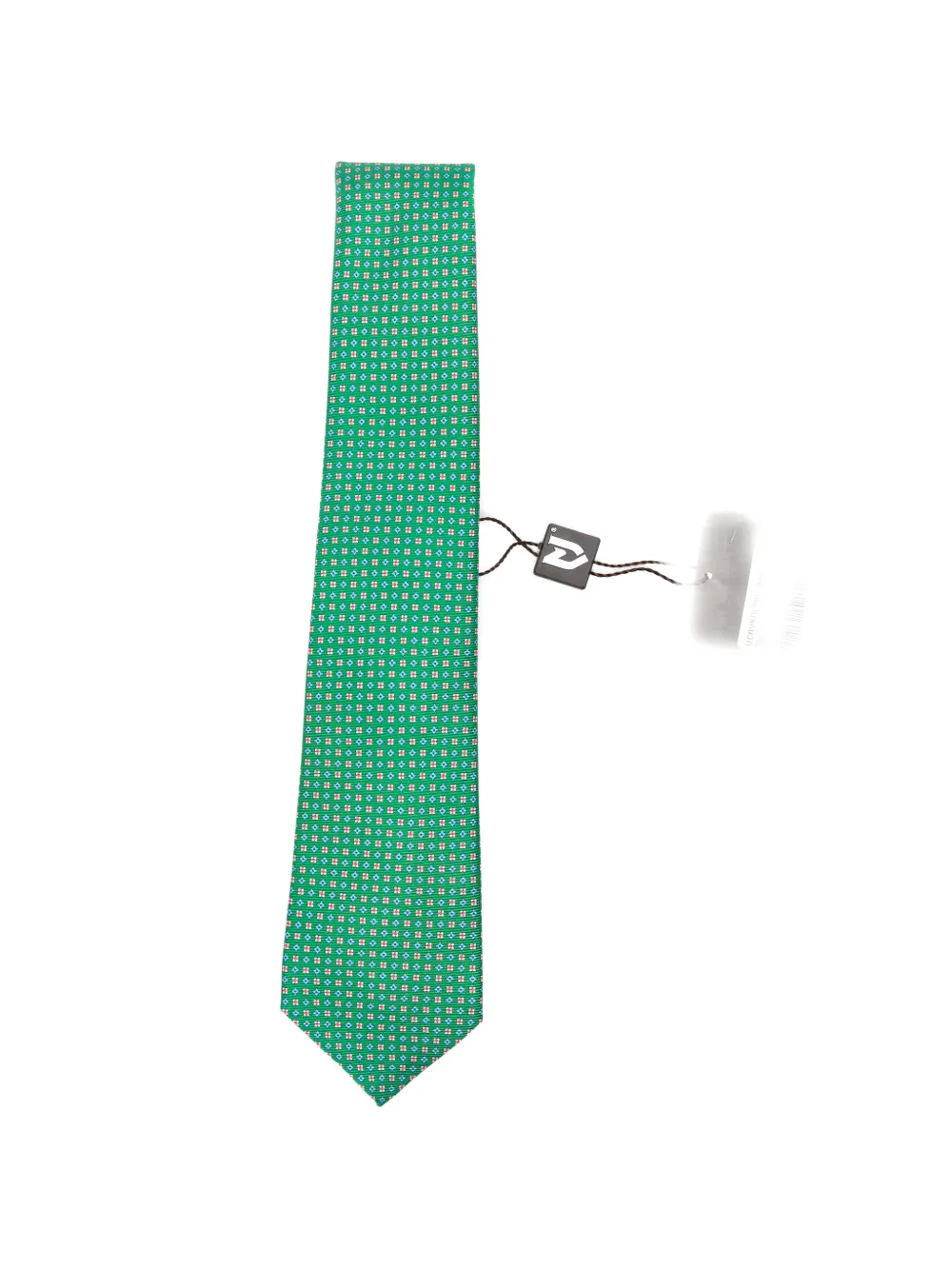 Kiton geometric-print silk tie - Grün
