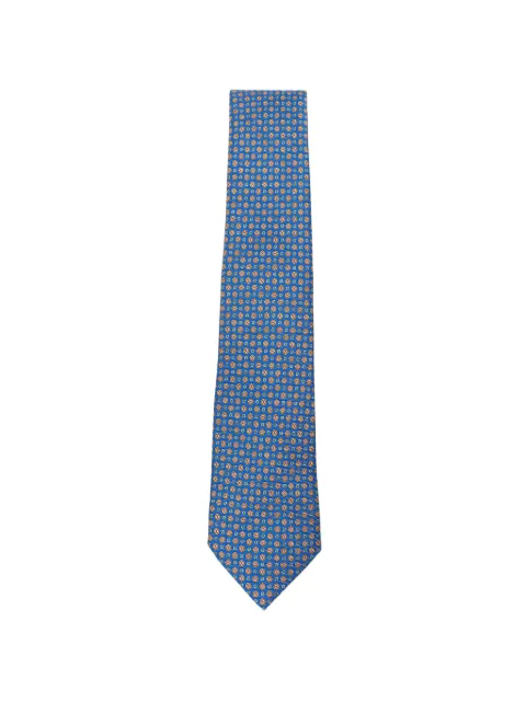Kiton geometric-print silk tie