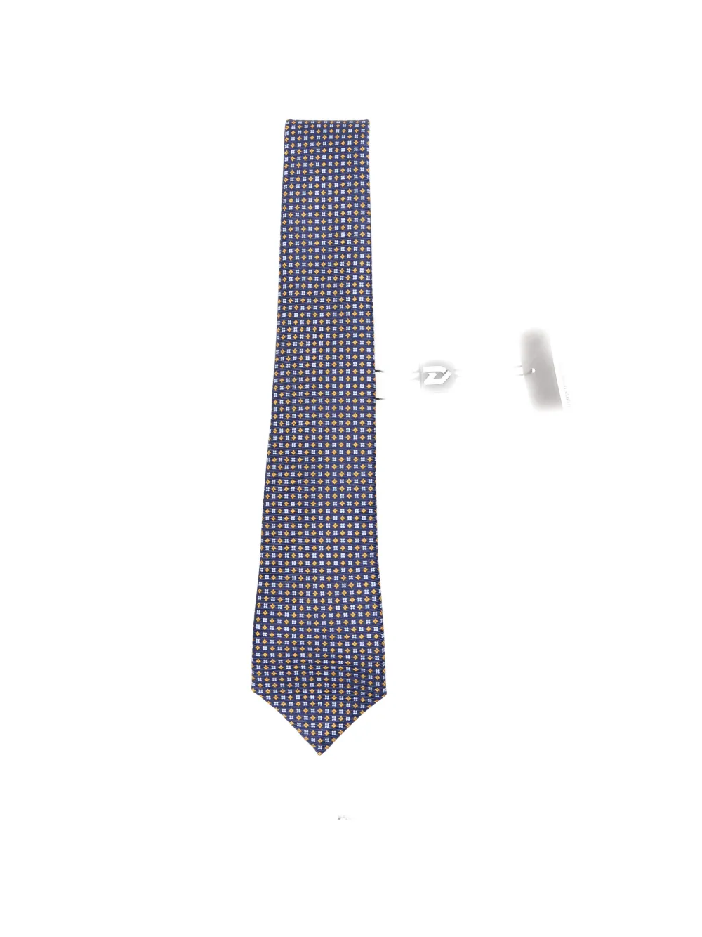 Kiton geometric-print silk tie - Blau