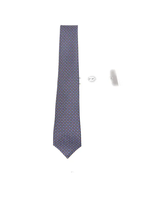 Kiton geometric-print silk tie