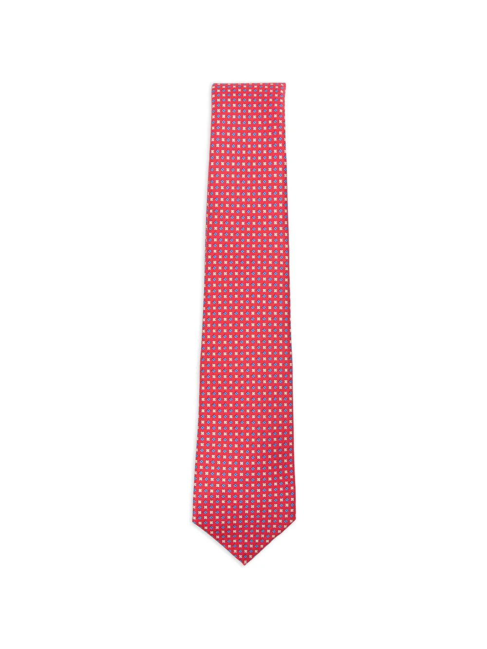 Kiton geometric-print silk tie - Rosso
