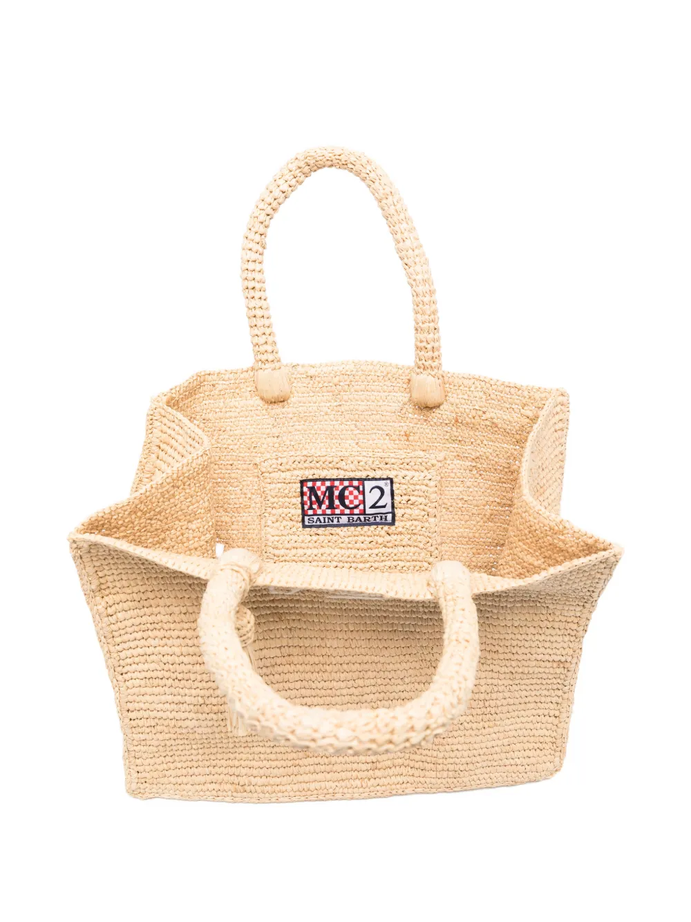 MC2 Saint Barth Raffia strandtas met borduurwerk Beige