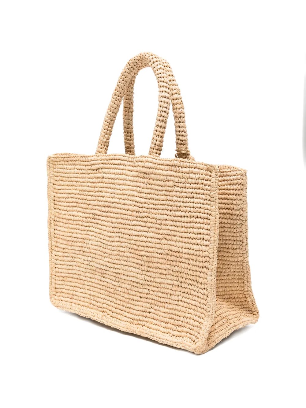 MC2 Saint Barth Raffia strandtas met borduurwerk Beige