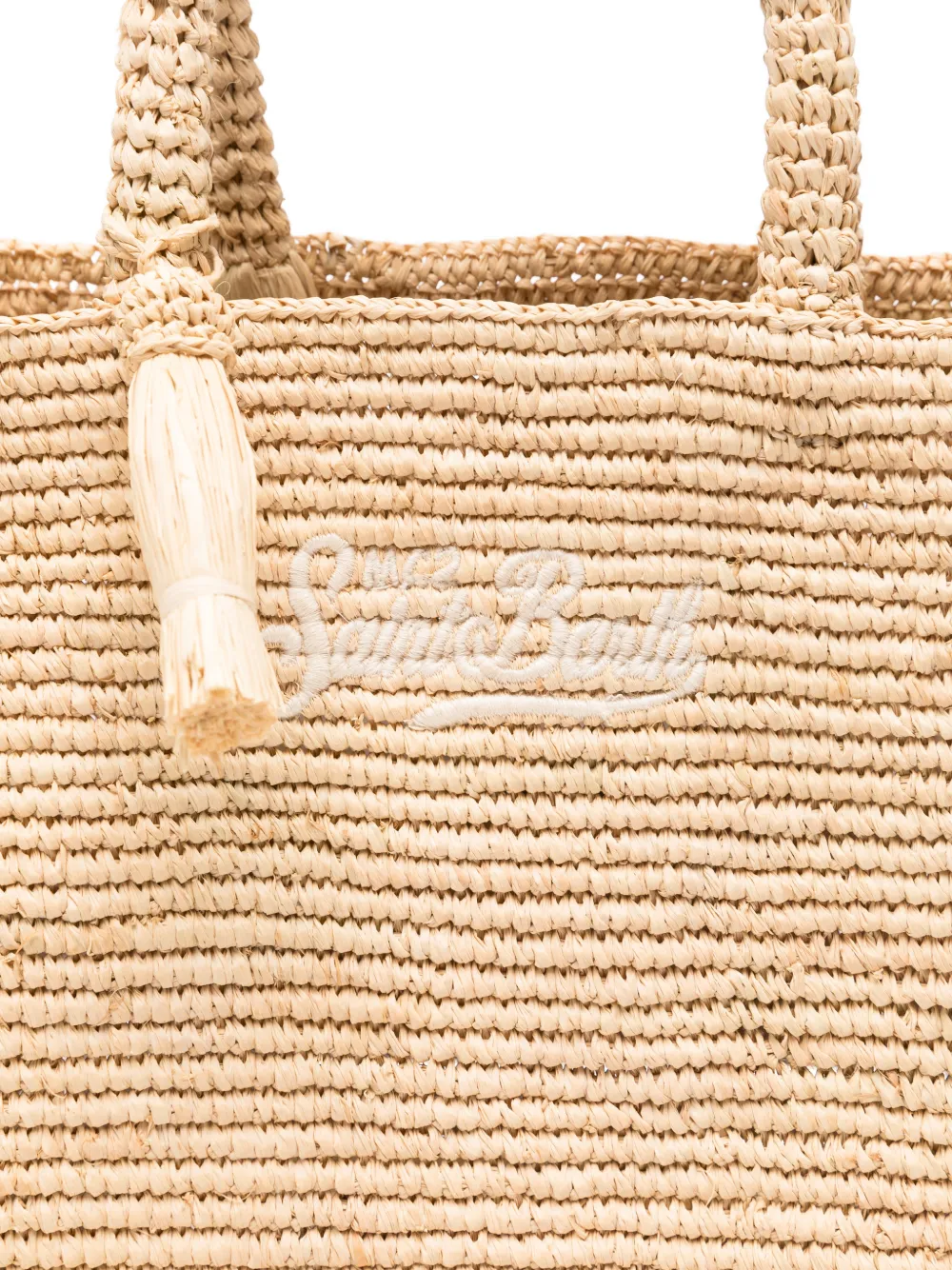 MC2 Saint Barth Raffia strandtas met borduurwerk Beige