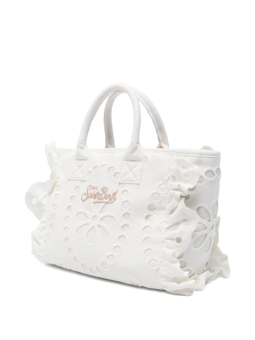 MC2 Saint Barth Broderie anglaise shopper met ruches Wit